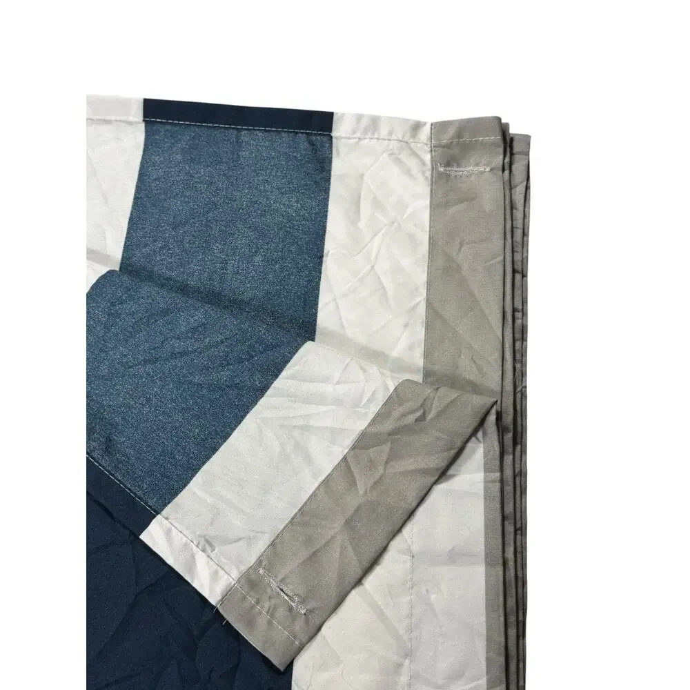 Sweet Jojo Striped Shower Curtain Navy Blue White Gray 72 in Long Polyester